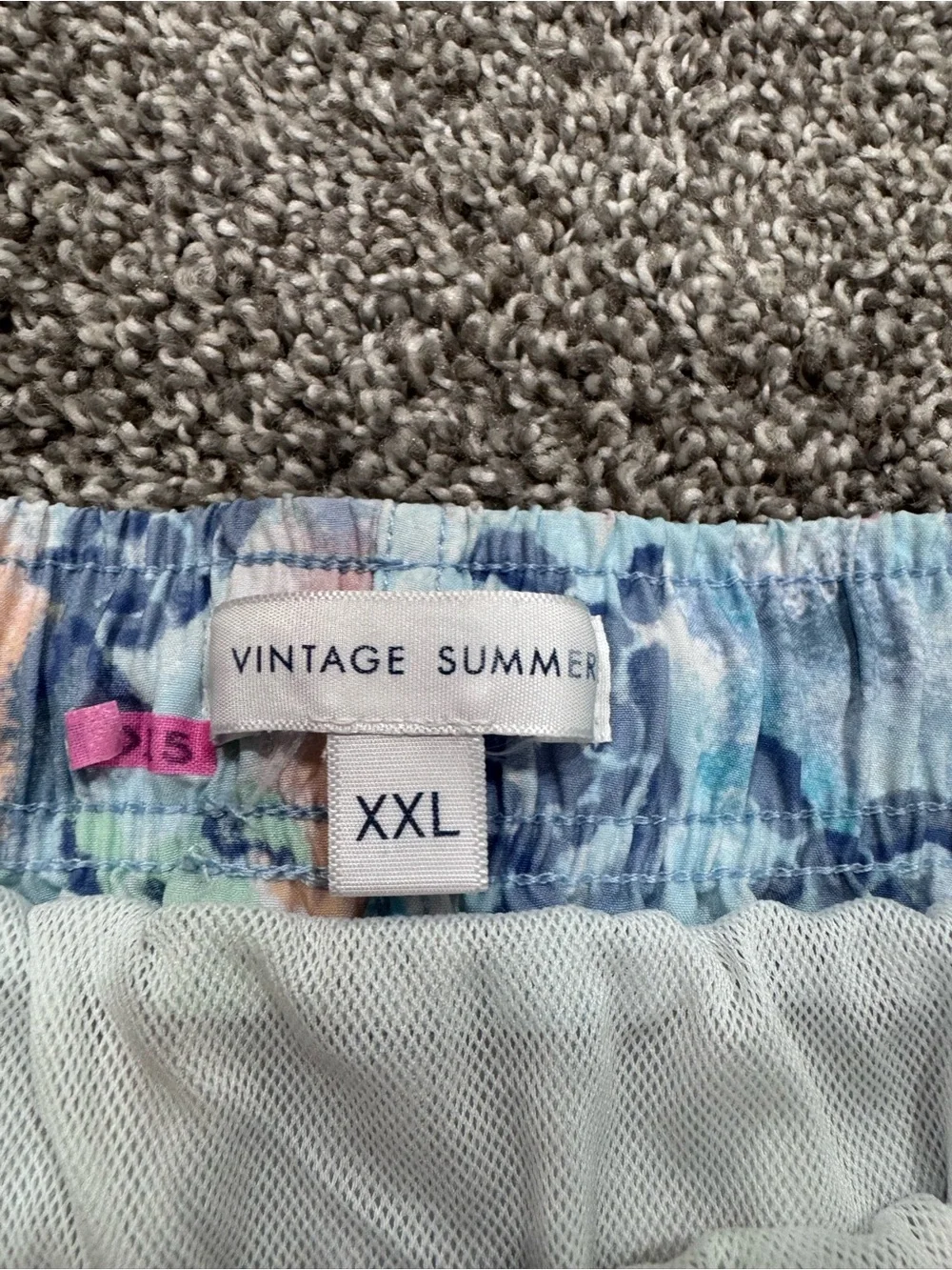 Men's Floral Swim Trunks - Pastel Blue Pink Print